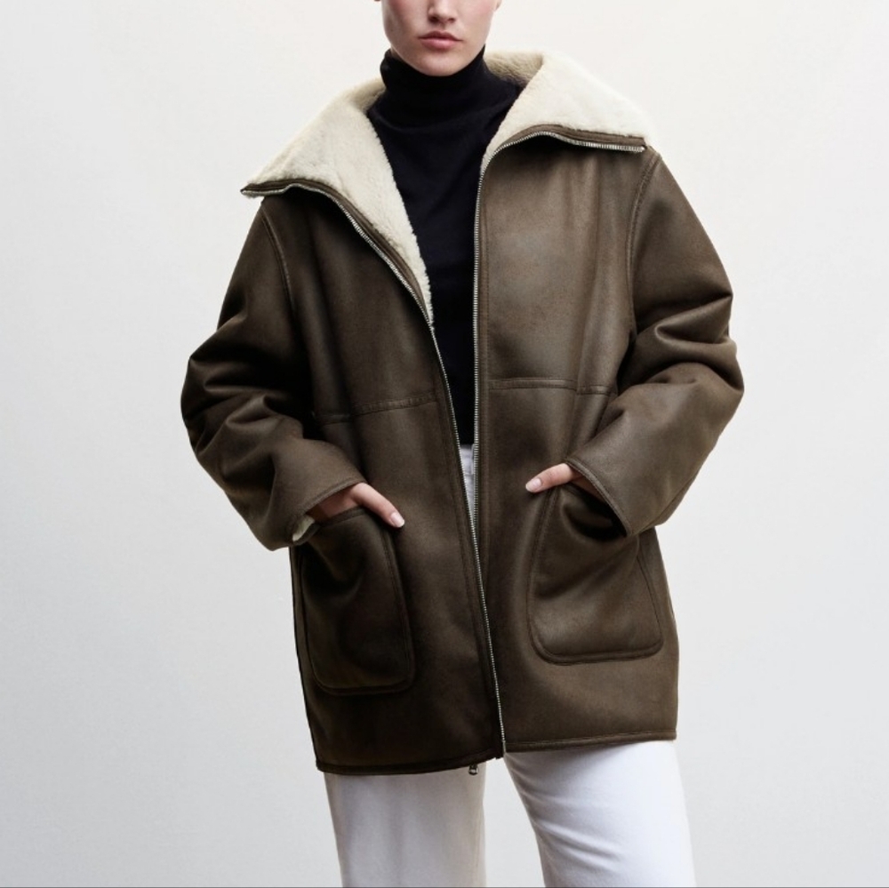 Mid-length Brown Shearling Coat